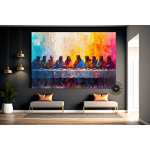 Son Akşam Yemeği Kanvas; Dini Duvar Dekoru; İsa Mural Tablo; Ekstra Büyük 90x180 cm
