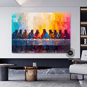 Son Akşam Yemeği Kanvas; Dini Duvar Dekoru; İsa Mural Tablo; Ekstra Büyük 120x180 cm