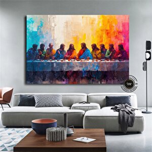 Son Akşam Yemeği Kanvas; Dini Duvar Dekoru; İsa Mural Tablo; Ekstra Büyük 120x180 cm
