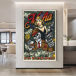 Ölümcül Dörtlü – İskelet Poker Duvar Sanatı; İskelet Poker Oynayan Kanvas Baskı; Poker Kanvas Sanatı 90x150 cm