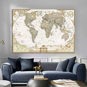 Dağınık Tarzda Dünya Haritası Kanvas Baskı, Dünya Haritası Duvar Dekoru 80x120 cm