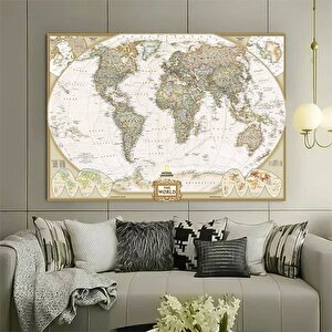 Dağınık Tarzda Dünya Haritası Kanvas Baskı, Dünya Haritası Duvar Dekoru 80x120 cm