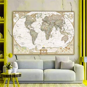 Dağınık Tarzda Dünya Haritası Kanvas Baskı, Dünya Haritası Duvar Dekoru 80x120 cm