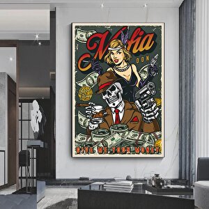 Ölümcül Dörtlü – İskelet Poker Duvar Sanatı; İskelet Poker Oynayan Kanvas Baskı; Poker Kanvas Sanatı 80x120 cm