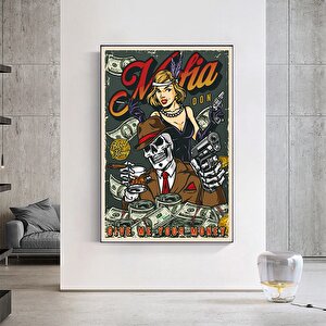 Ölümcül Dörtlü – İskelet Poker Duvar Sanatı; İskelet Poker Oynayan Kanvas Baskı; Poker Kanvas Sanatı