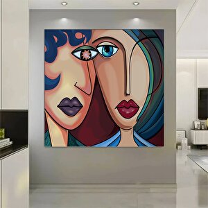Soyut Dijital Kadın İllüstrasyonu, İki Kadın Kanvas Posteri