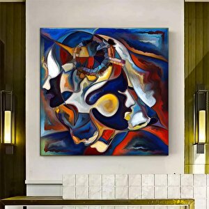 Yakın Plan Soyut Kanvas, Büyük Boy Renkli Poster Baskı 100x100 cm