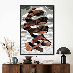 Mc Escher Tarzı Modern 3d Kanvas Posteri, İnsan Yüzü Temalı Hediyelik Kanvas 40x60 cm