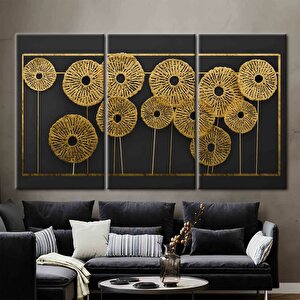 3d Metalik Etkili Modern Duvar Sanatı, Soyut Poster, Altın Efektli Trend Kanvas 120x150 cm