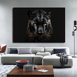 Kara Panter Posteri, Siyah Ve Altın Renkli Soyut Panter Kanvası, Büyük Dijital Baskı 50x70 cm
