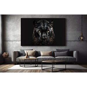 Kara Panter Posteri, Siyah Ve Altın Renkli Soyut Panter Kanvası, Büyük Dijital Baskı
