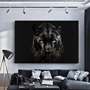 Kara Panter Posteri, Siyah Ve Altın Renkli Soyut Panter Kanvası, Büyük Dijital Baskı