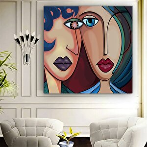 Soyut Dijital Kadın İllüstrasyonu, İki Kadın Kanvas Posteri