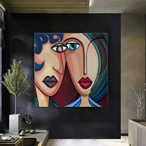 Soyut Dijital Kadın İllüstrasyonu, İki Kadın Kanvas Posteri