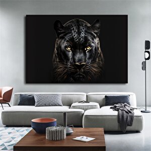 Kara Panter Posteri, Siyah Ve Altın Renkli Soyut Panter Kanvası, Büyük Dijital Baskı 150x250 cm