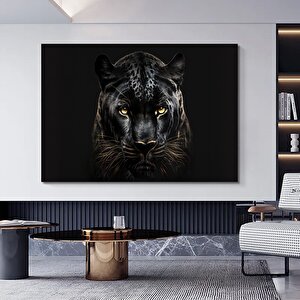 Kara Panter Posteri, Siyah Ve Altın Renkli Soyut Panter Kanvası, Büyük Dijital Baskı 20x30 cm