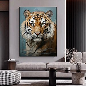 Vahşi Kaplan Kanvas Tablosu, Canlı Renklerde Bengal Kaplan Portresi 50x70 cm