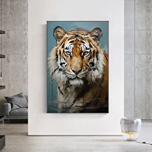 Vahşi Kaplan Kanvas Tablosu, Canlı Renklerde Bengal Kaplan Portresi