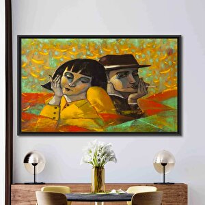 Aşıklar Portre Posteri, Sevgililer Günü Tablosu, Erkek-kadın Portre Kanvası 150x250 cm