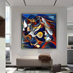 Yakın Plan Soyut Kanvas, Büyük Boy Renkli Poster Baskı 60x60 cm