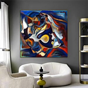 Yakın Plan Soyut Kanvas, Büyük Boy Renkli Poster Baskı 60x60 cm