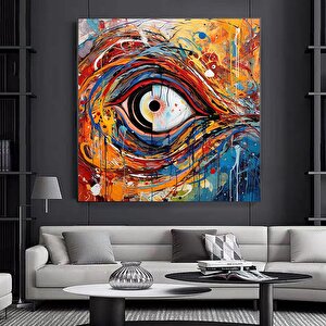 Yağlıboya Göz Tablosu, Renkli Kanvas Sanatı, Duvar Dekoru 40x40 cm