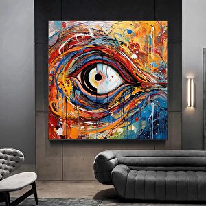 Yağlıboya Göz Tablosu, Renkli Kanvas Sanatı, Duvar Dekoru 70x70 cm