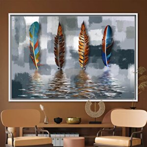 Soyut Tüy Kanvas Tablosu, Yağlıboya Baskı, Modern & Lüks Duvar Sanatı 120x150 cm