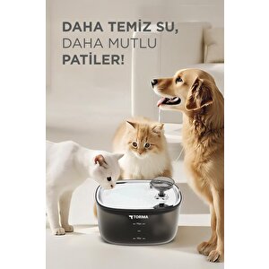 Tpd-01 Siyah Otomatik Filtreli Kedi Köpek Su Pınarı Su Çeşmesi Ultra Sessiz Su Şelalesi