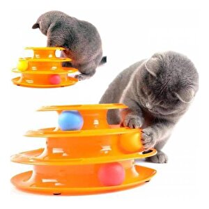 Sepetegelsin Toplu Yuvarlak 3 Katlı Kedi Oyuncağı