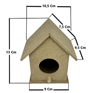 Küçük Boy Üçlü Boyanabilir Ahşap Kuş Evi 13x10 Cm