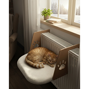 Reyo Pet Kalorifer Petek Radyatöre Asılabilen Kedi Köpek Yatağı Peluş Beyaz