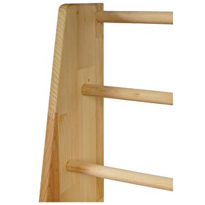 Doğal Ahşap Montessori Çocuk Kitaplığı Mavi Kumaşlı