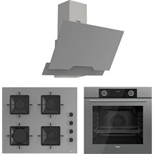 Fryart Hava Fritözü Fonksiyonlu Gri 3'lü Ankastre Set ( Xe63cpr-ss208-d065 )