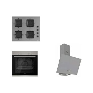 Pure Ss Serisi Gri Cam Ankastre Set D088 - Ss208 - Xe61mdv