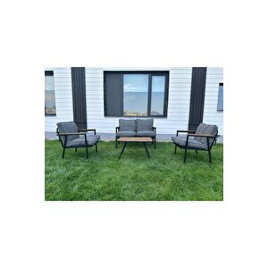 Zen 2 1 1sehpa Hediyeli Balkon Takımı, Bahçe Mobilyası, Çay Seti, Kafe, Koltuk Takımı Gri