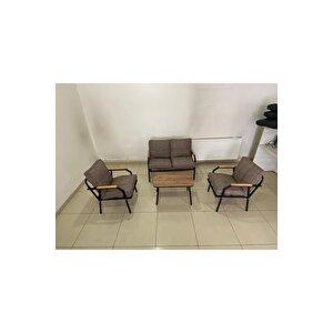 2-1-1 Set Zen Model Düğmesiz Pofuduk Minderli Bahçe-cafe-balkon-otel Takımı (çay Seti)