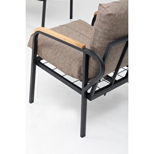 2-1-1 Set Zen Model Düğmesiz Pofuduk Minderli Bahçe-cafe-balkon-otel Takımı (çay Seti)