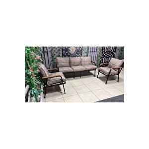Zen 3 1 1 Pofuduk Balkon Takımı, Bahçe Mobilyası, Çay Seti, Kafe Oturma Grubu, Teras Koltuk Takımı