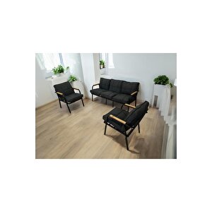 Zen 3 1 1 Pofuduk Balkon Takımı, Bahçe Mobilyası, Çay Seti, Kafe Oturma Grubu, Teras Koltuk Takımı