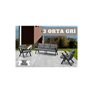 Zeta 3 1 1 Masa Balkon Takımı, Bahçe Mobilyası, Çay Seti, Kafe Oturma Grubu, Teras Koltuk Takımı