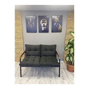 Balkon, Bahçe, Cafe - Mobilya, Metal Koltuk Takımı - 2’li Antrasit