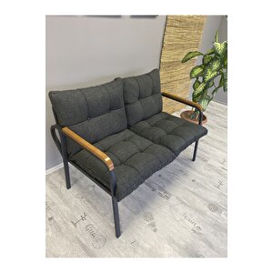 Balkon, Bahçe, Cafe - Mobilya, Metal Koltuk Takımı - 2’li Antrasit
