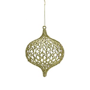 Yılbaşı Süsü Simli Topaç Model Altın 12 Cm