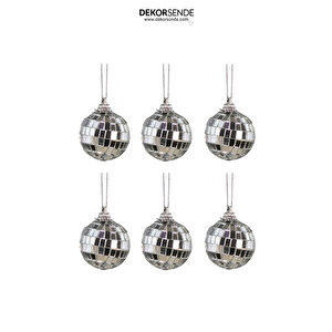 Disko Topu Süsü 6'lı Set Gümüş 4 Cm