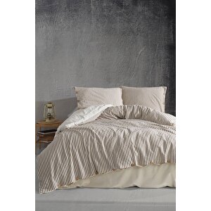 Chance %100 Pamuk Ipliği Boyalı Yıkamalı Çift Kişilik Nevresim Takımı Krem 200*220 Bej