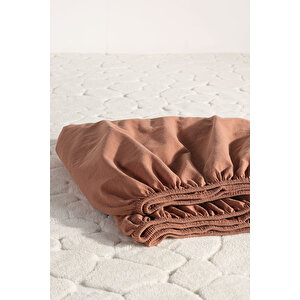 Mocca Mousse %100 Pamuklu Yıkamalı Çift Kişilik Lastikli Çarşaf 160*200 Kahverengi