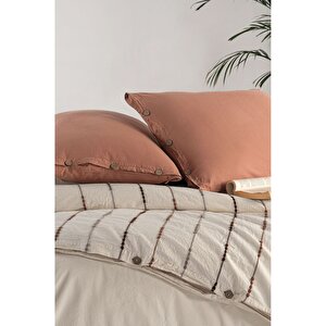 Iris Mocca %100 Pamuklu Yıkamalı İpliği Boya Vintage Tek Kişilik Nevresim Takımı 160*220 Kahverengi