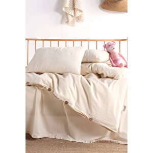 Luna Natural Bebe %100 Pamuklu Yıkamalı Nevresim Takımı 100*150 Ekru