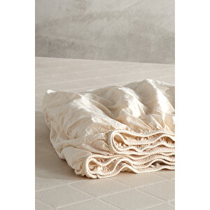 Pure Natural %100 Pamuklu Yıkamalı Tek Kişilik Lastikli Çarşaf 120*200 Ekru